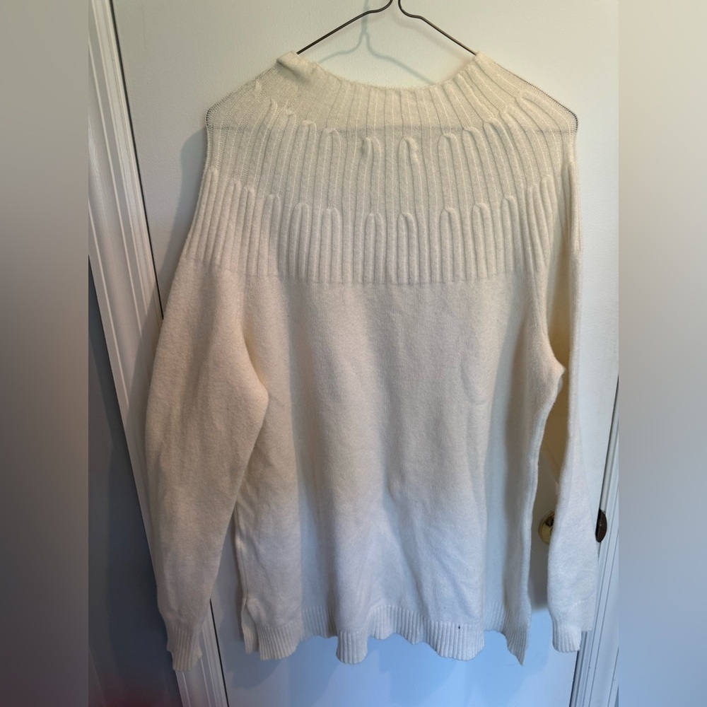 Anthropologie Ivory Ribbed Crew Neck Sweater